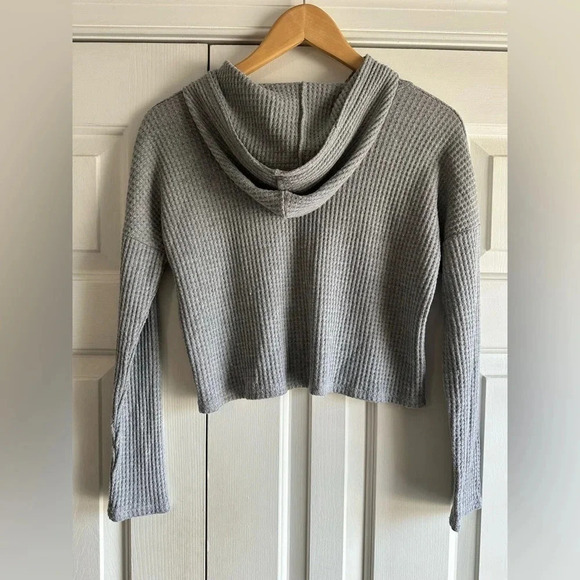 Paper Crane cropped waffle knit hooded sweater. Grey Size small - Picture 4 of 6